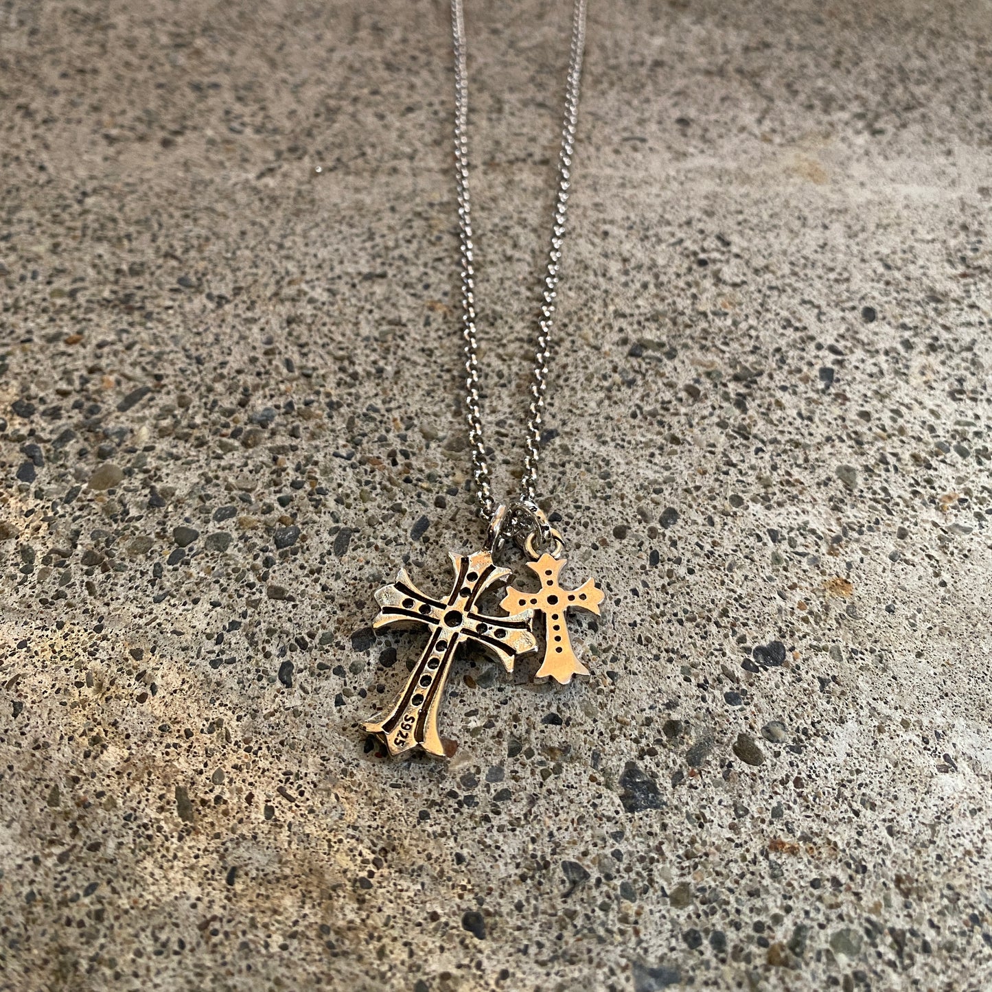 ColdChrxme™ Diamond Double Cross Necklace