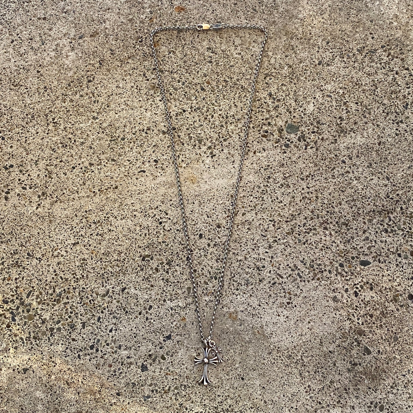 ColdChrxme™ Double Cross Pendant Necklace