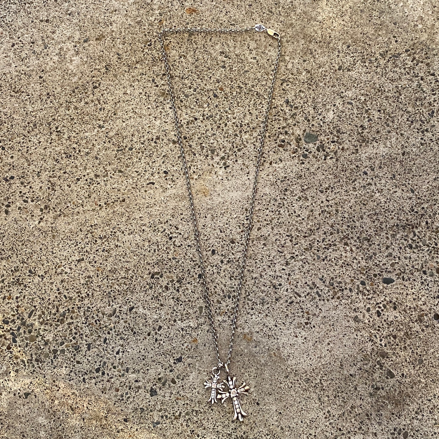 ColdChrxme™ Diamond Double Cross Necklace