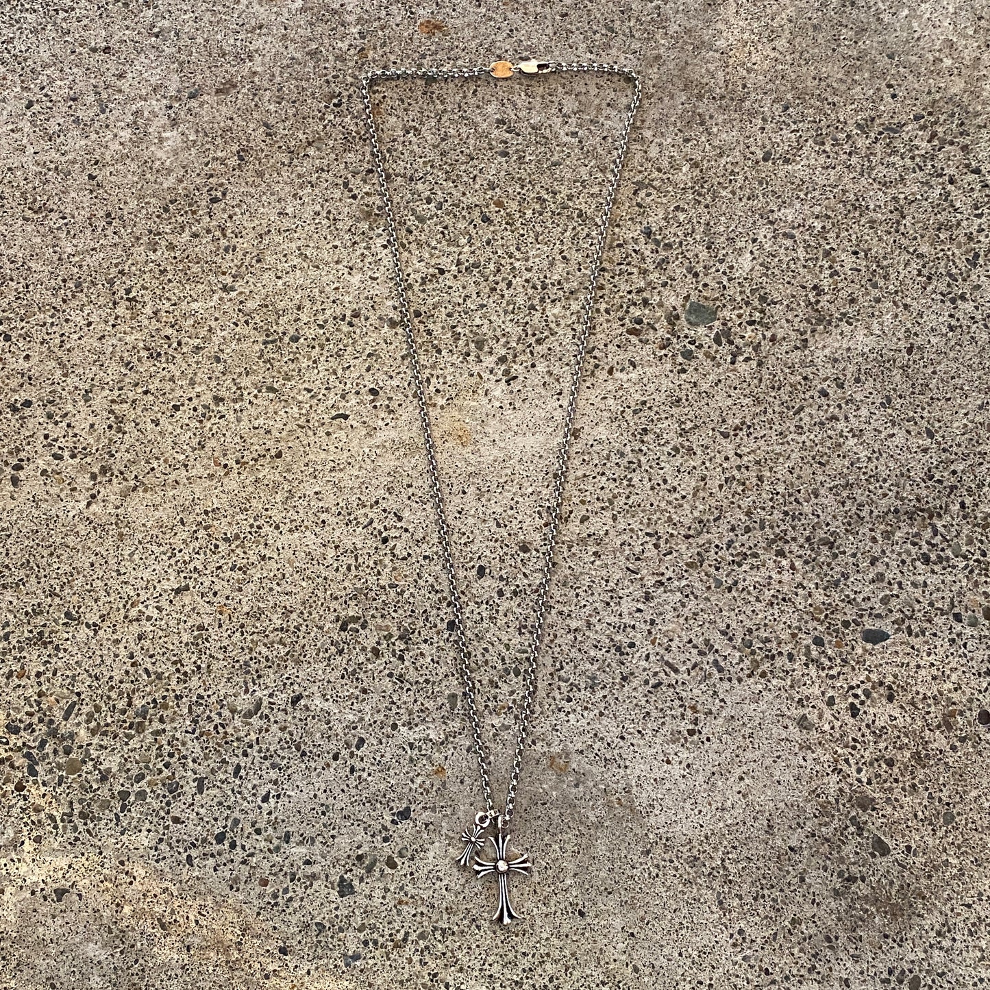 ColdChrxme™ Double Cross Pendant Necklace