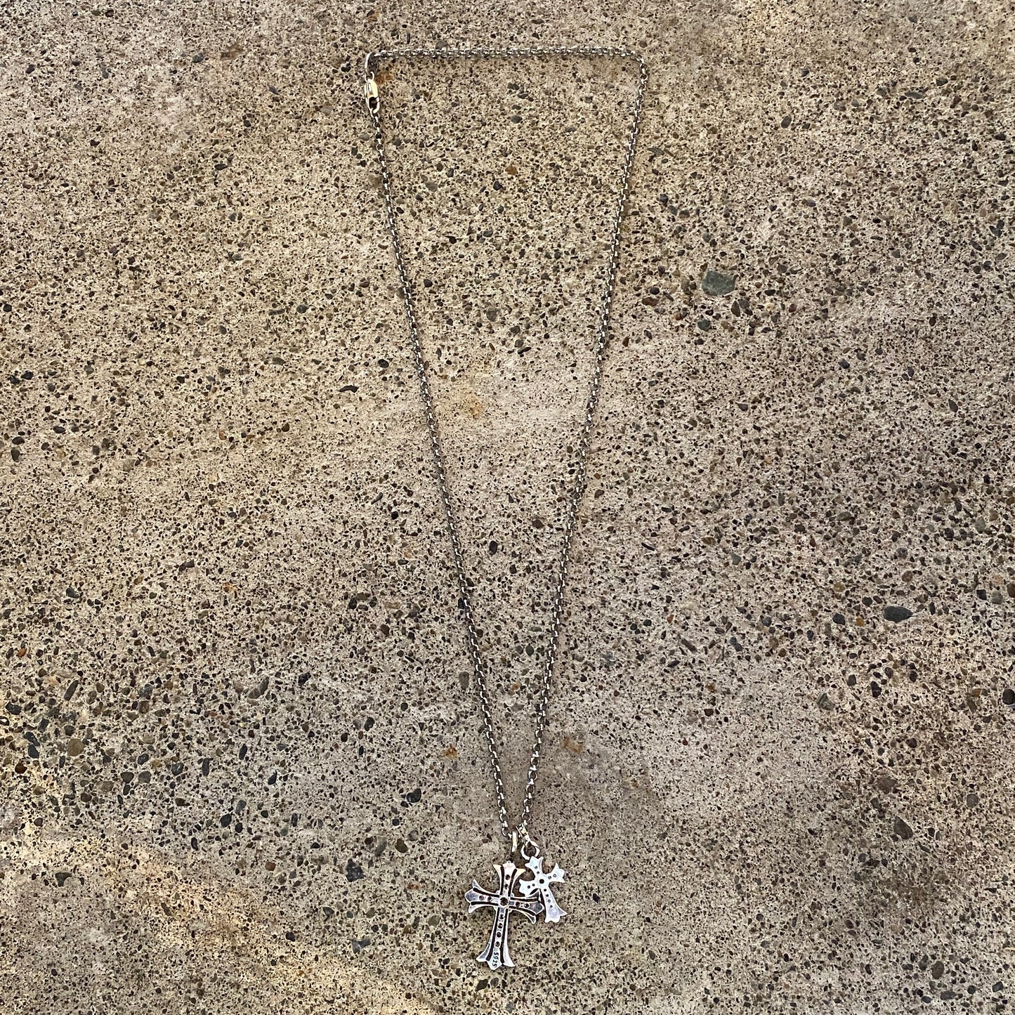 ColdChrxme™ Diamond Double Cross Necklace