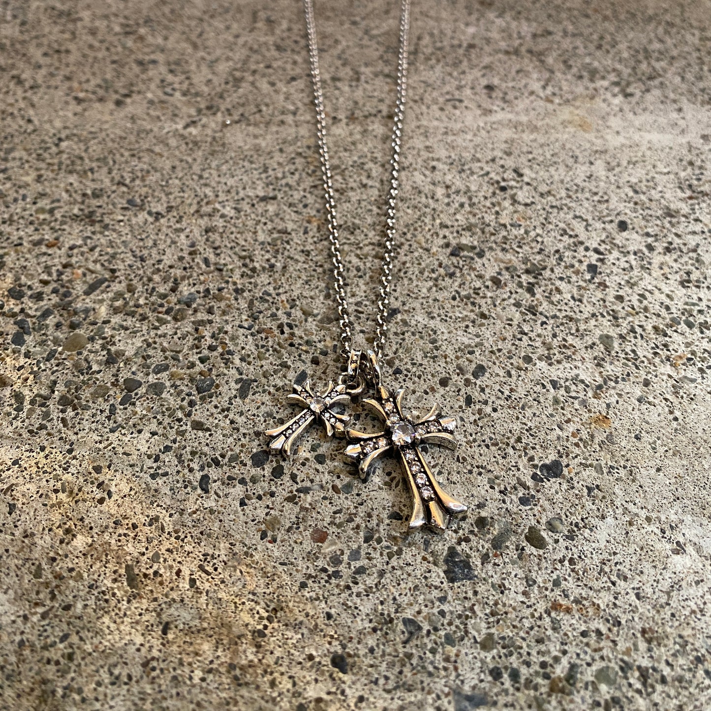 ColdChrxme™ Diamond Double Cross Necklace