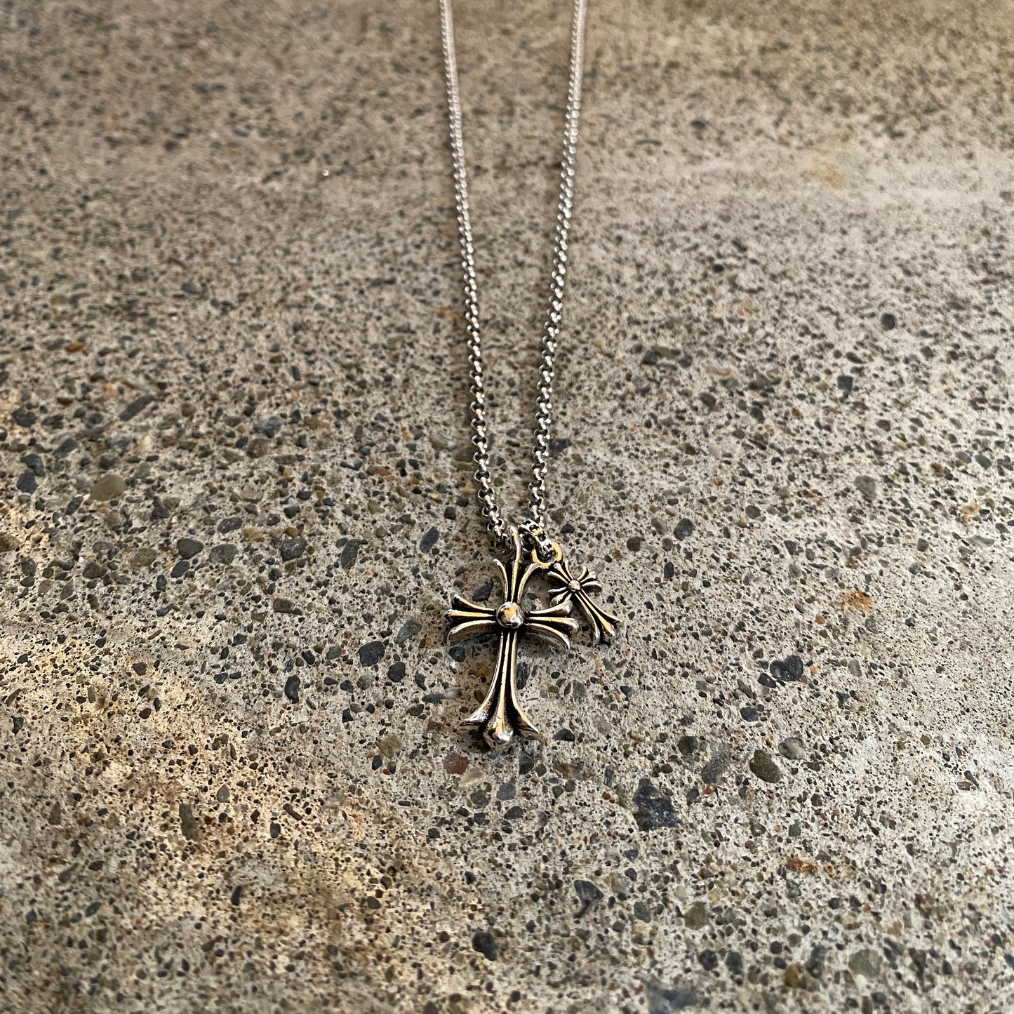 ColdChrxme™ Double Cross Pendant Necklace