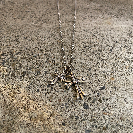 ColdChrxme™ Diamond Double Cross Necklace